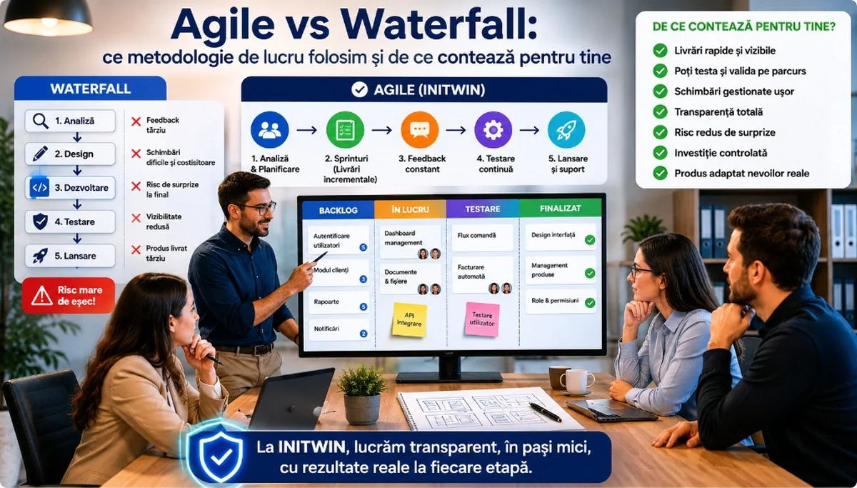 Agile vs Waterfall: ce metodologie de lucru folosim și de ce contează pentru tine ca și client