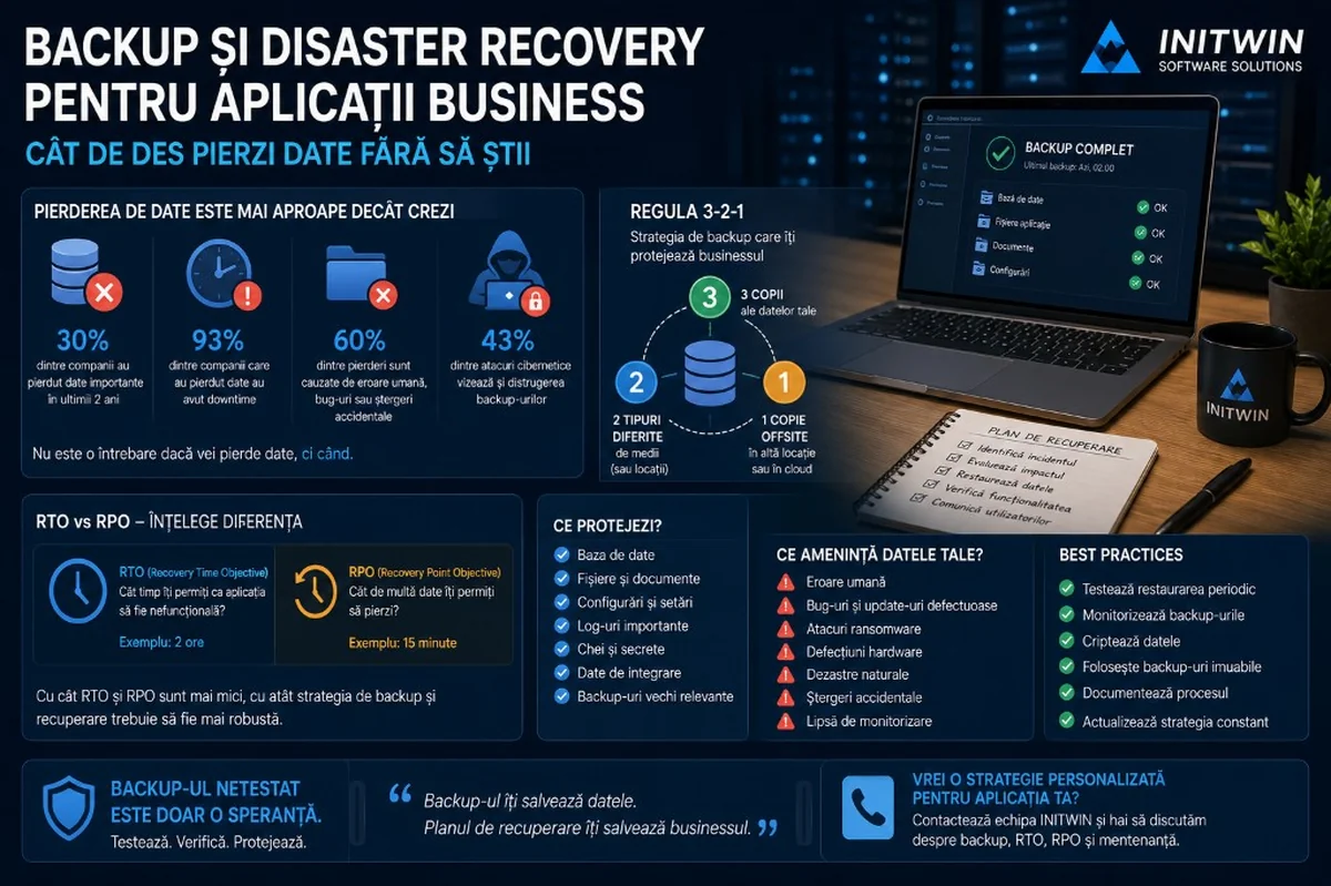 Backup și disaster recovery pentru aplicații business: cât de des pierzi date fără să știi