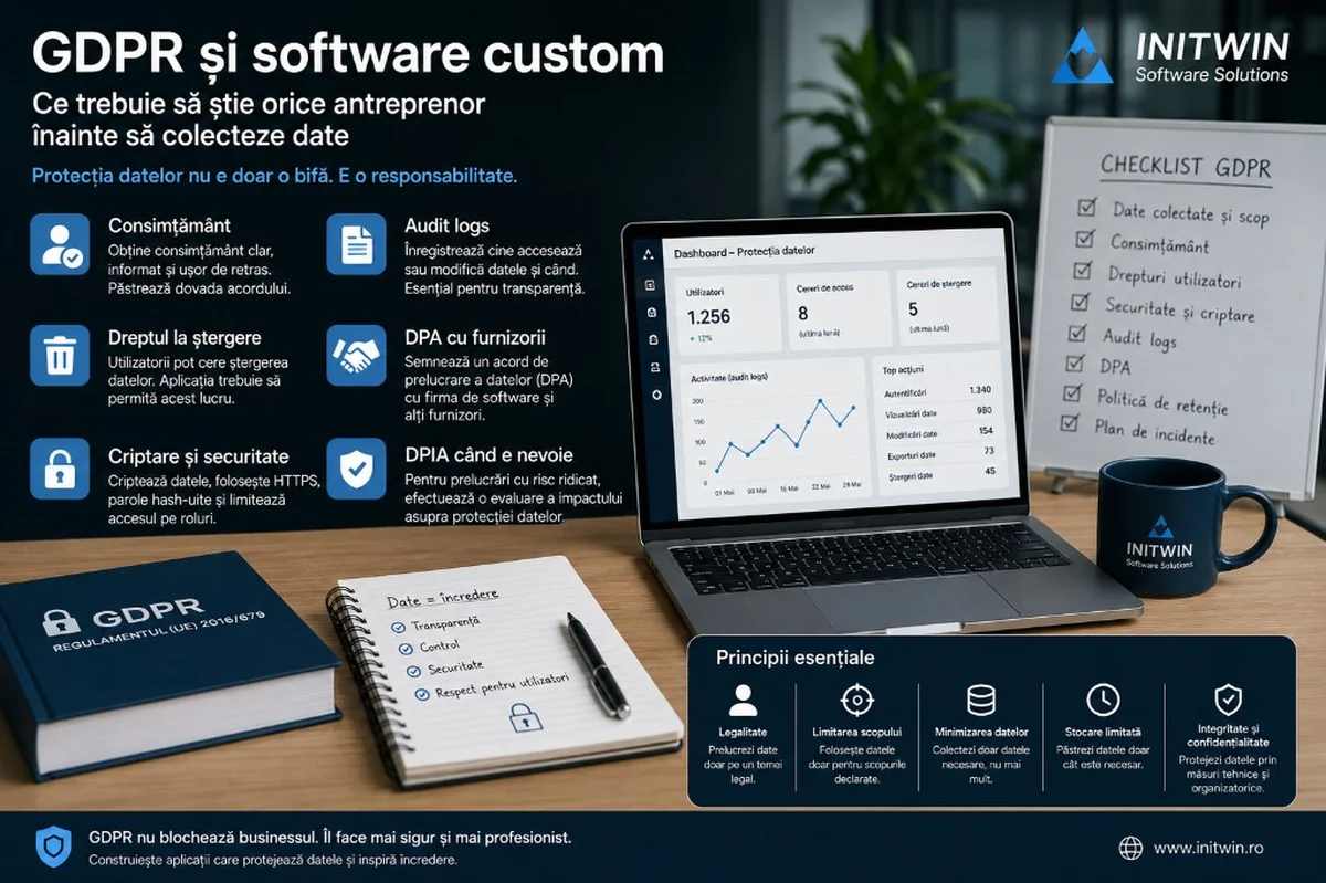 GDPR și software custom: ce trebuie să știe orice antreprenor înainte să colecteze date