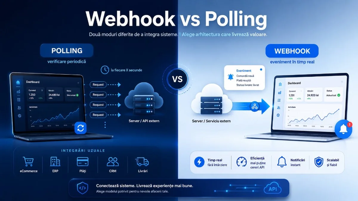 Webhook vs polling: cum primești date în timp real și de ce contează pentru aplicația ta